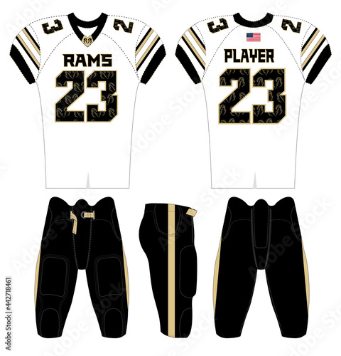 American Football jersey design with an elegant edgy and wild look. Football gear template mockup perfect fit for all sports. The designs that go on casual wear, shirts, fashions apparels, and all kin