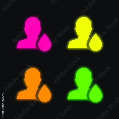 Blood four color glowing neon vector icon