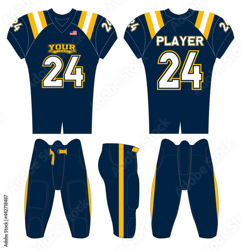 American Football jersey design with an elegant edgy and wild look. Football gear template mockup perfect fit for all sports. The designs that go on casual wear, shirts, fashions apparels, and all kin