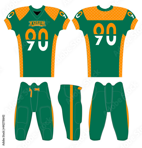 American Football jersey design with an elegant edgy and wild look. Football gear template mockup perfect fit for all sports. The designs that go on casual wear, shirts, fashions apparels, and all kin