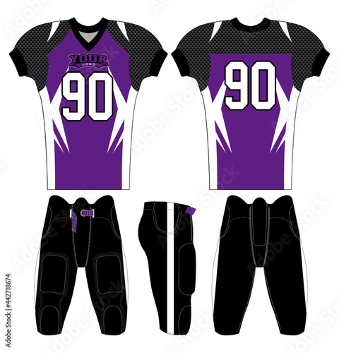American Football jersey design with an elegant edgy and wild look. Football gear template mockup perfect fit for all sports. The designs that go on casual wear, shirts, fashions apparels, and all kin