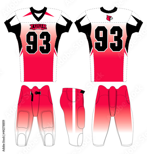 American Football jersey design with an elegant edgy and wild look. Football gear template mockup perfect fit for all sports. The designs that go on casual wear, shirts, fashions apparels, and all kin