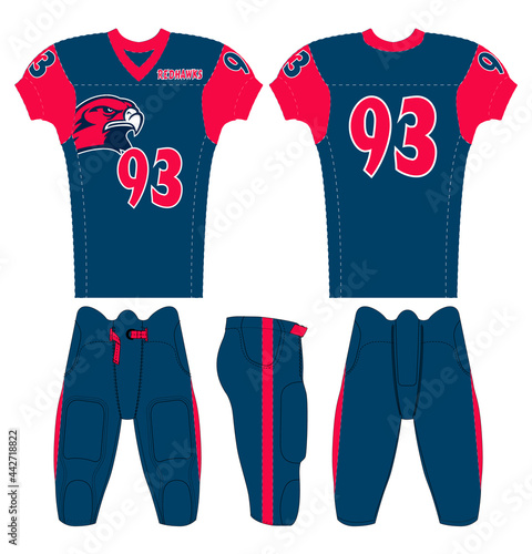 American Football jersey design with an elegant edgy and wild look. Football gear template mockup perfect fit for all sports. The designs that go on casual wear, shirts, fashions apparels, and all kin