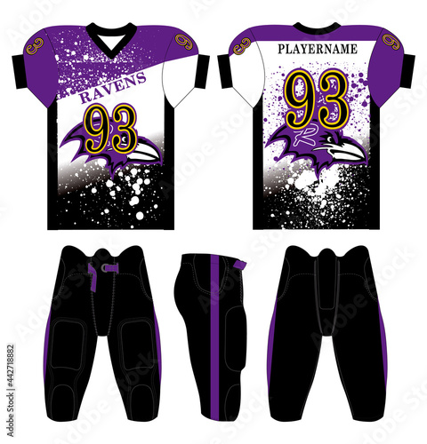 American Football jersey design with an elegant edgy and wild look. Football gear template mockup perfect fit for all sports. The designs that go on casual wear, shirts, fashions apparels, and all kin