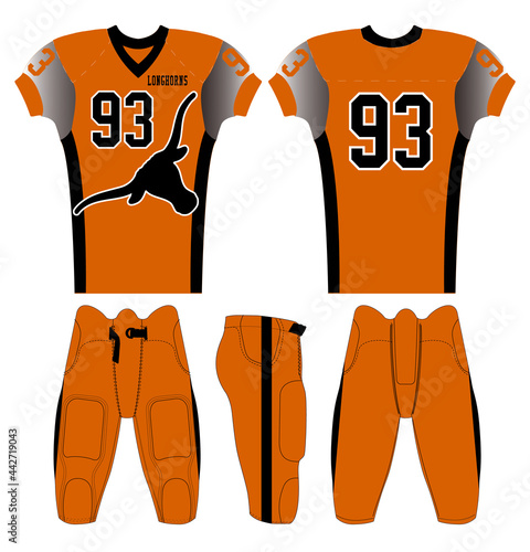 American Football jersey design with an elegant edgy and wild look. Football gear template mockup perfect fit for all sports. The designs that go on casual wear, shirts, fashions apparels, and all kin