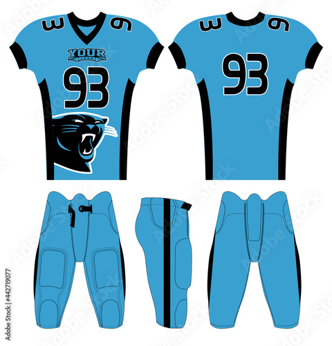 American Football jersey design with an elegant edgy and wild look. Football gear template mockup perfect fit for all sports. The designs that go on casual wear, shirts, fashions apparels, and all kin