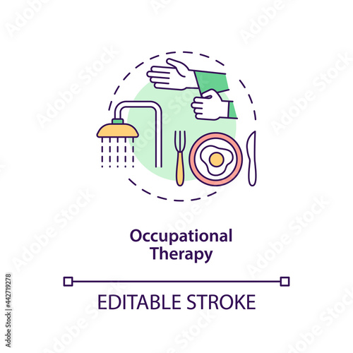 Occupational therapy concept icon. Autistic behavior treatment abstract idea thin line illustration. Daily living skills development. Vector isolated outline color drawing. Editable stroke