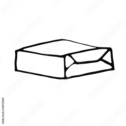 Doodle box.Delivery.Line art hand drawn illustration.