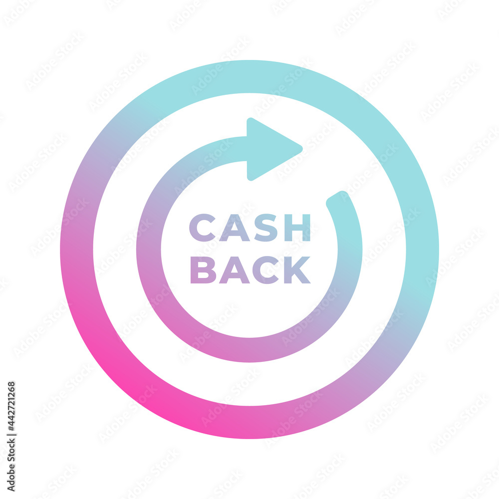 Cashback vector icon with cash back text. Loyalty program and retail customer money refund service. Cashback Money refund and Rewards program flat concept isolated on white background. Cashback vector icon with cash back text. Loyalty program and retail customer money refund service. Cashback Money refund and Rewards program flat concept isolated on white background.