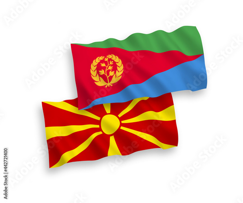 Flags of Eritrea and North Macedonia on a white background
