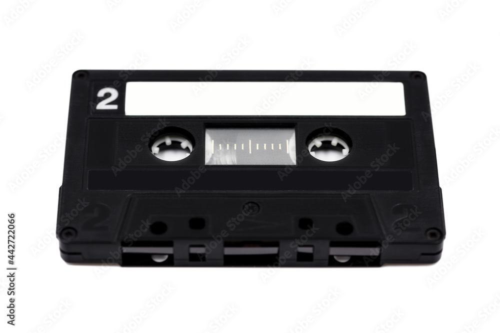 Audiocassette, old retro style and analog music tape or cassette, cut out Audiocassette, old retro style and analog music tape or cassette, cut out