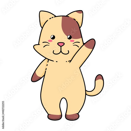 Cute Adorable Happy Brown Cat cartoon doodle vector illustration flat design style