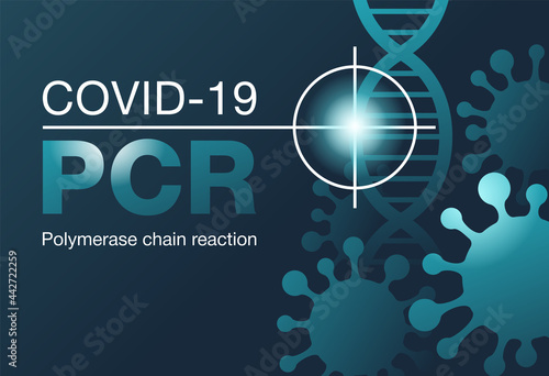 PCR testing - virus silhouettes and DNA sample