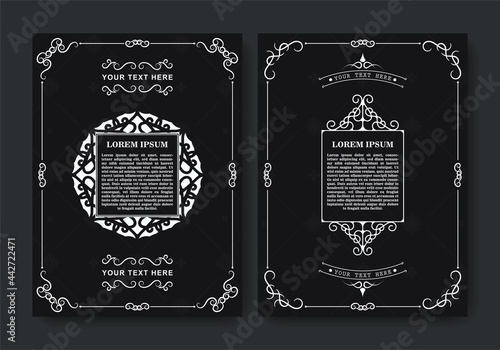 Vintage ornament greeting card vector template