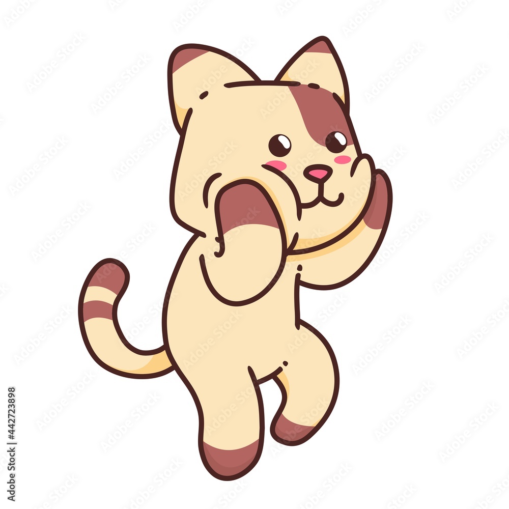 Cute Adorable Happy Brown Cat cartoon doodle vector illustration flat design style Cute Adorable Happy Brown Cat cartoon doodle vector illustration flat design style
