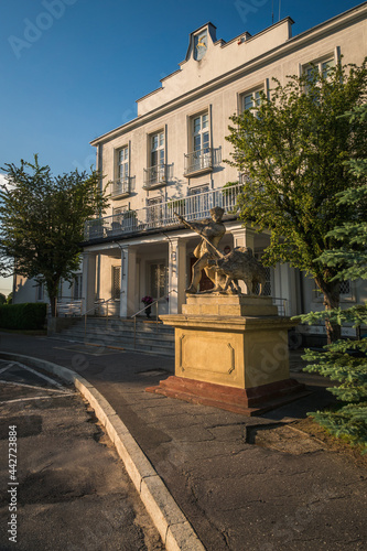 Obraz na płótnie Monument near historic palace in Kozienice, Mazowieckie, Poland w salonie