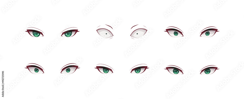 Anime manga girl expressions eyes set. Japanese cartoon style Anime manga girl expressions eyes set. Japanese cartoon style