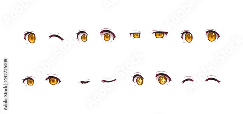 Anime manga girl expressions eyes set. Japanese cartoon style