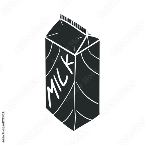 Milk Brick Icon Silhouette Illustration. Breakfast Drink Vector Graphic Pictogram Symbol Clip Art. Doodle Sketch Black Sign.