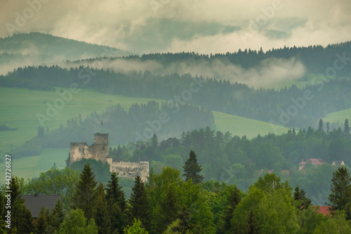 Beautiful landscape panorama in Podhale with Niedzica Castle, Poland