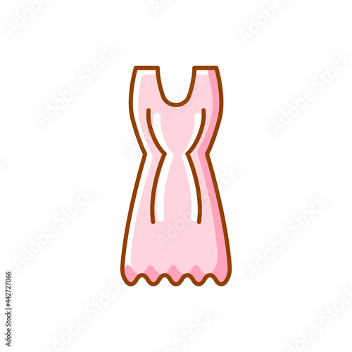 Pink homemade dress flat icon. Comfortable homewear. Woman domestic nightshirt. Isolated vector stock illustration © Anastasia Gapeeva