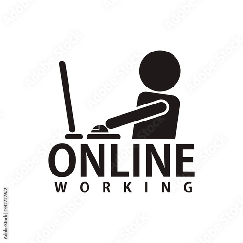 home online working icon logo vector