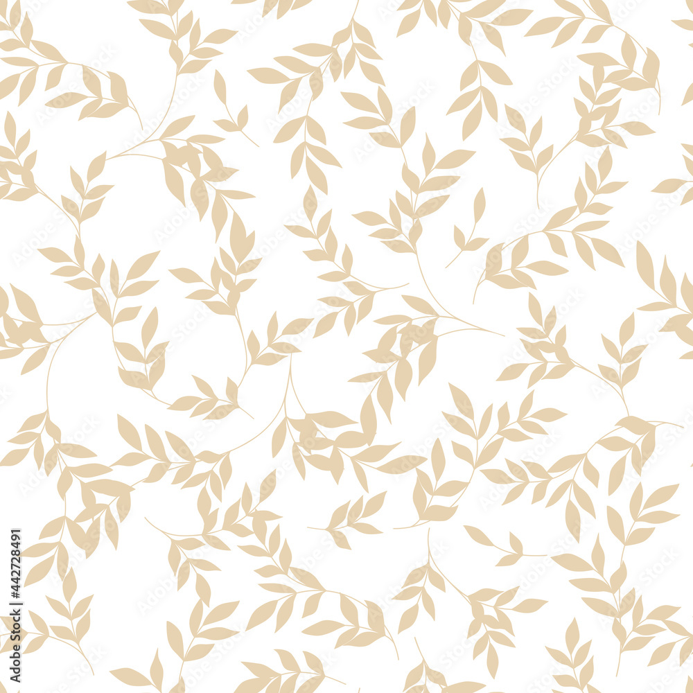 Silhouettes leaves seamless pattern. Simple doodle cartoon style.