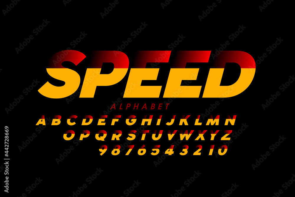 Speed Style Names Speed style sport font, alphabet letters and numbers vector ...