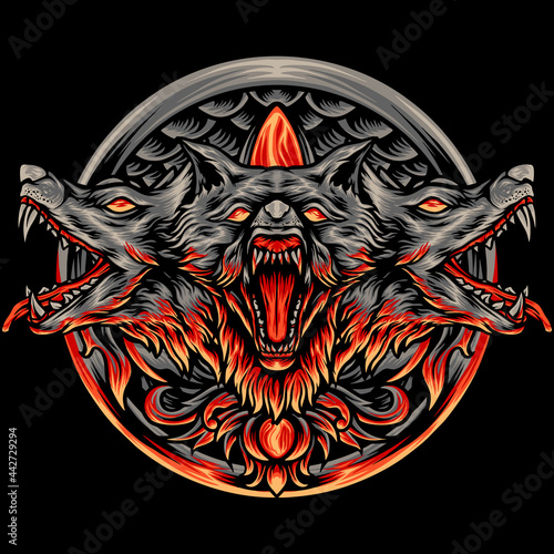 The Cerberus Mythology With Ornamentsq