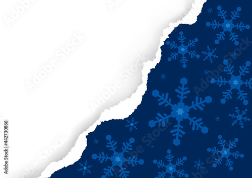 Christmas torn paper,dark blue background with snowflakes.
 Illustration of christmas  paper background with place for your text or image. Vector available.