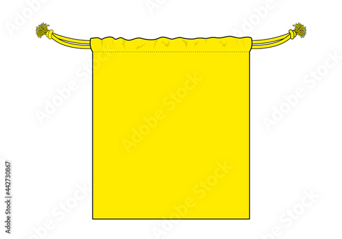 Blank Yellow Drawstring Bag Template on White Background, Vector File.