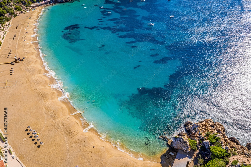 blue water surface in ibiza, spain