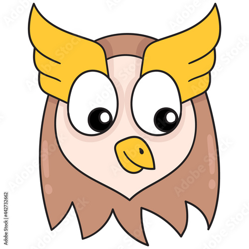 cute and funny owl head, doodle icon image kawaii