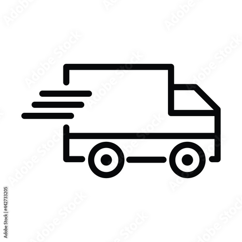 Truck icon. Freight, delivery symbol. Fast shipping delivery truck flat vector icon for apps and websites  Vector illustration. Fast courier delivery service concept.