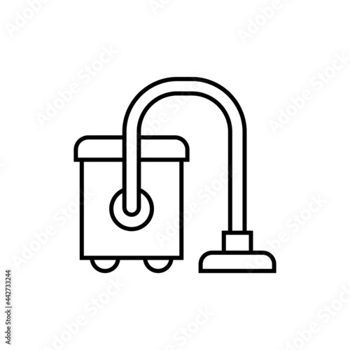 Professional Vacuum cleaner icon in flat black line style, isolated on white background 