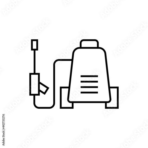 High pressure washer icon in flat black line style, isolated on white background 