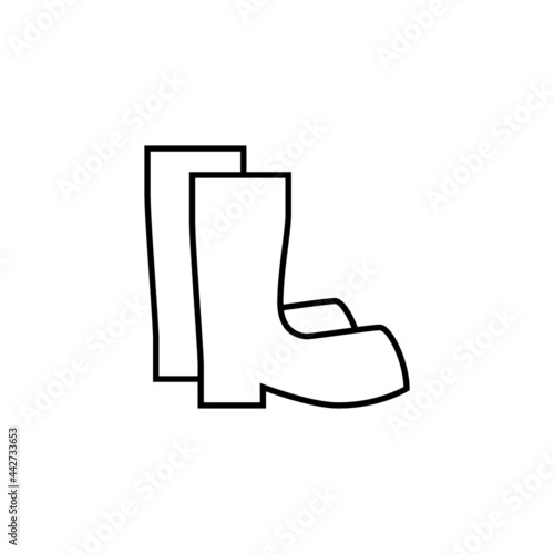 Boots icon in flat black line style, isolated on white background 