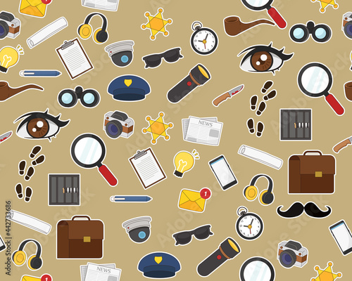 Vector flat seamless texture pattern Detective story