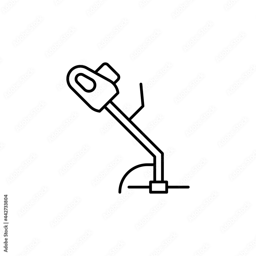 Brushcutter icon in flat black line style, isolated on white background Brushcutter icon in flat black line style, isolated on white background