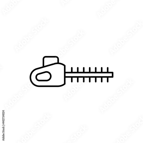 hedge cutters icon in flat black line style, isolated on white background 