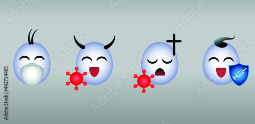 Coronavirus Emojis (Mundnasenschutz, Spreader, erkrankt, geimpft) photo