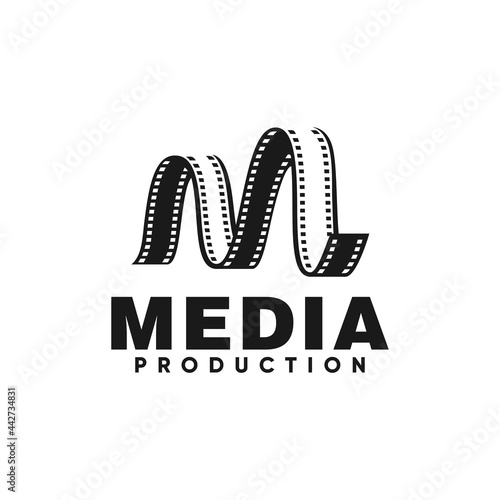 M logo vector, letter M, Media logo design, film strip 
