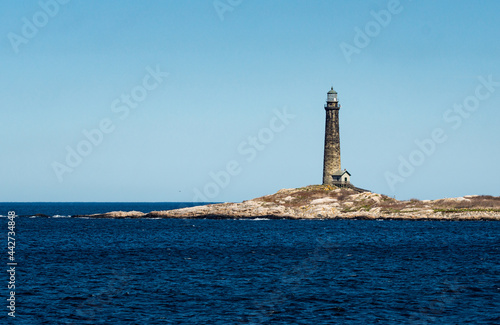 Northern lighthouse of Thacher Island off the coast of Cape Ann, Massachusetts