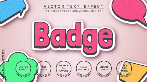 Badge - edit text effect, font style