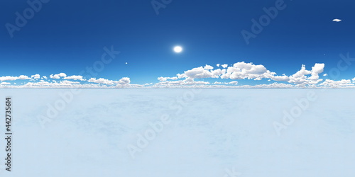 Seamless sky hdri panorama 360 degrees angle view with zenith and clouds for use as sky dome. 3d render illustration