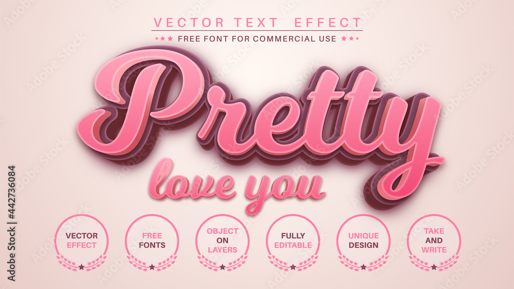 Pretty - edit text effect, font style