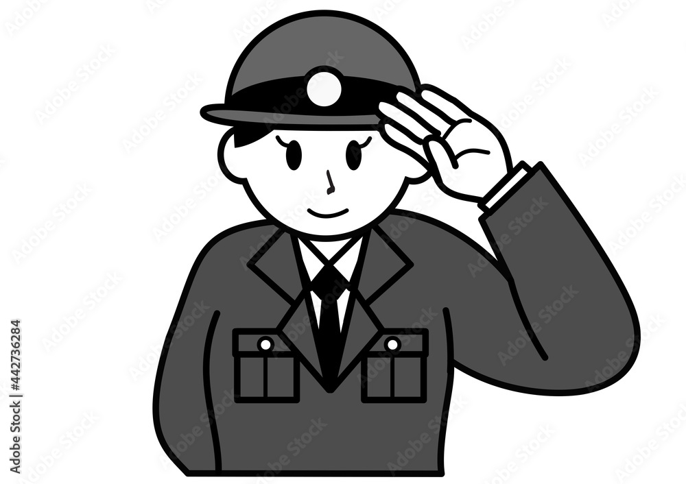 敬礼する婦人警官 敬礼する婦人警官