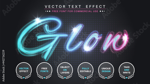 Night glow - edit text effect, font style