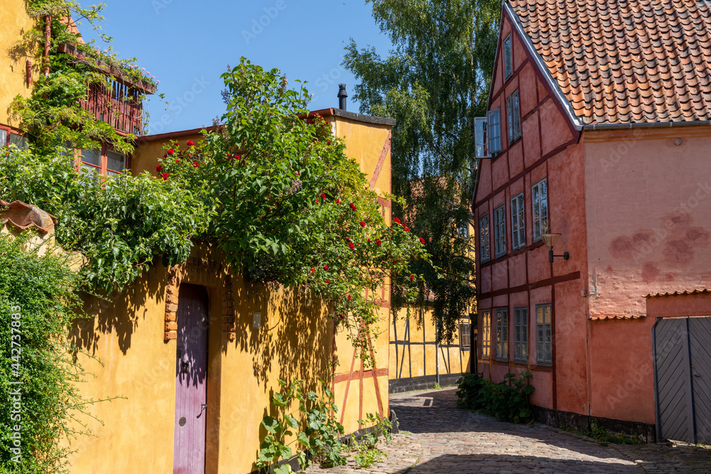 colorful houses in the historic old city center of Helsingborg