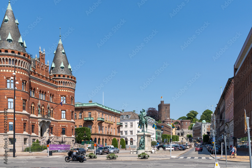 Fototapeta premium view of downtown Helsingborg on a sunny summer day